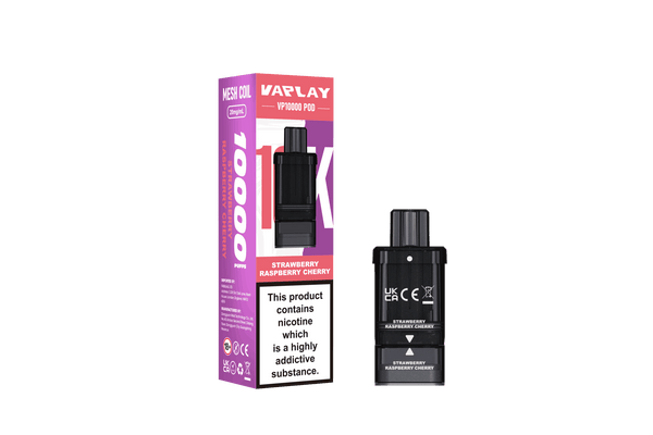 VAPLAY VP10000 Prefilled Pods Pack of 5 -with Strawberry Raspberry Cherry flavour Wholesale Price !