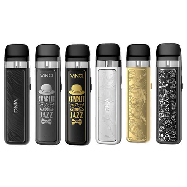 Voopoo Vinci Royal Edition Pod Kit, Black Rippel, Silver Jazz, Gold jazz, White Leaf, Gold Leaf, Silver icon Color