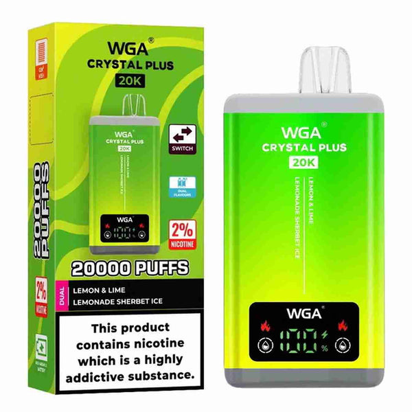 WGA Crystal Plus 20000 Puffs Vape - Flavour with Lemon lime and Lemonade Sherbet Ice flavour